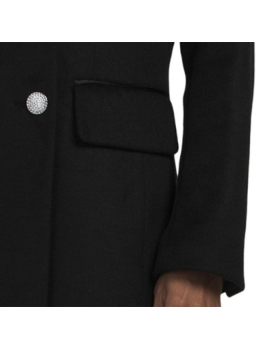 KARL LAGERFELD PARIS Wool Blend Tuxedo Maxi Overcoat - Picture 4 of 4